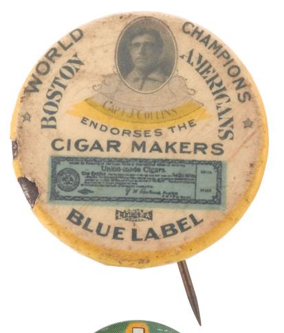 1903 Boston Americans Cigar Makers Blue Label Pin